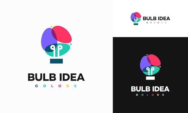 Colorful lightbulb logo designs concept creative icon symbol technology logo bulb logo designs