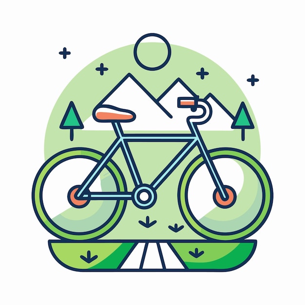 Colorful line art illustration of a bicycle