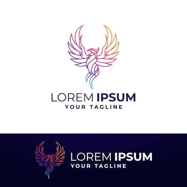 COLORFUL LINE ART PHOENIX LOGO TEMPLATE