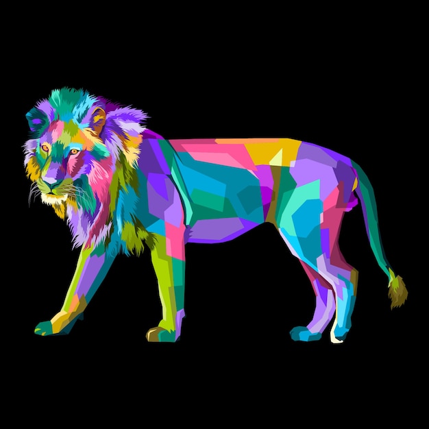 Colorful lion pop art portrait  