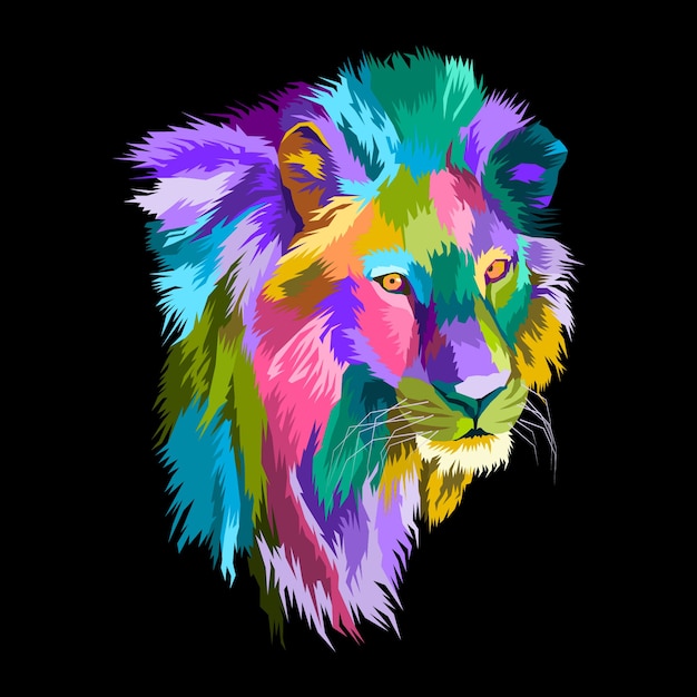 colorful lion pop art portrait