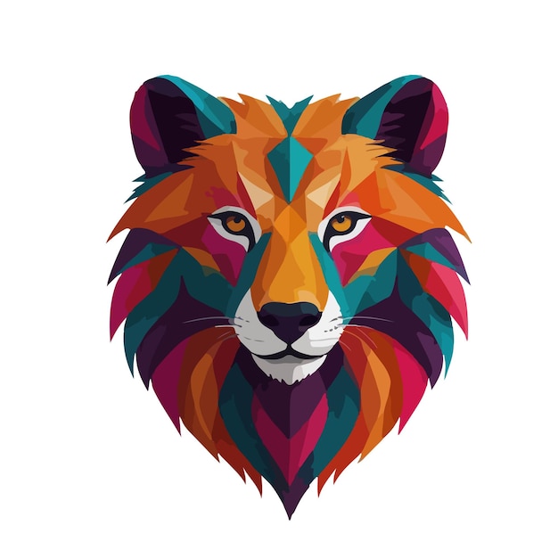 colorful lion vector logo on white background