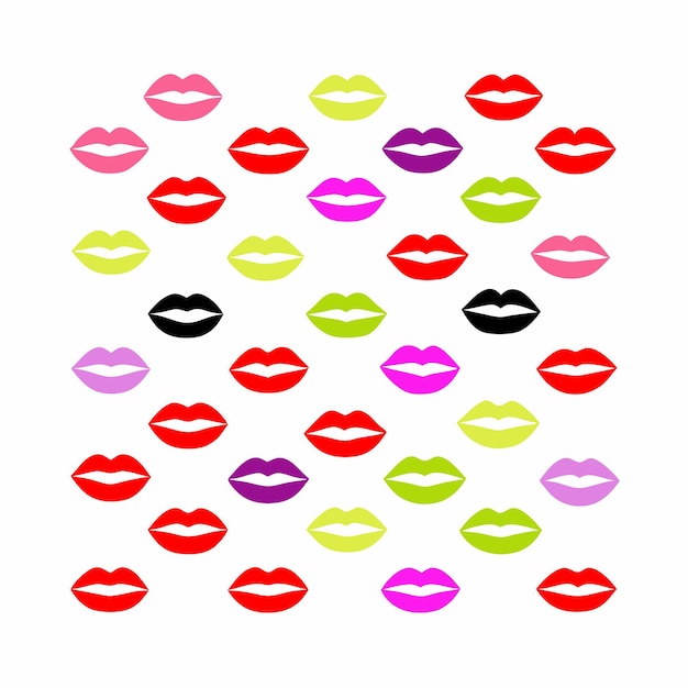 colorful lips on a white background with colorful dots