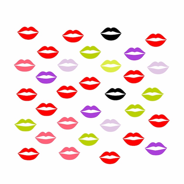 colorful lips on a white background with the wordskisson the bottom