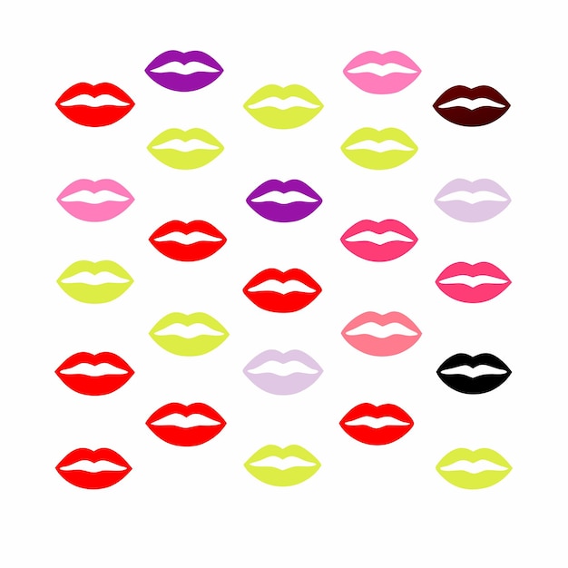 colorful lips with different colors and a colorful background