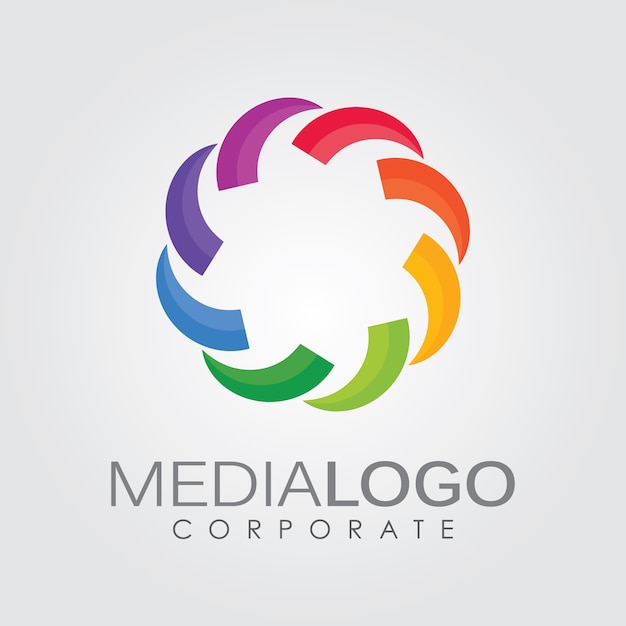 Colorful logo design template for media