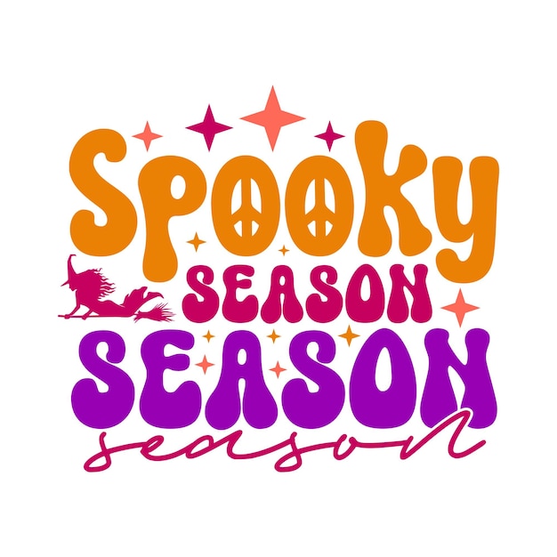 a colorful logo for halloween season is written in purple and orange