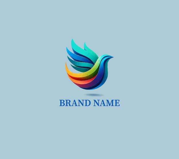 a colorful logo with a bird in the middle