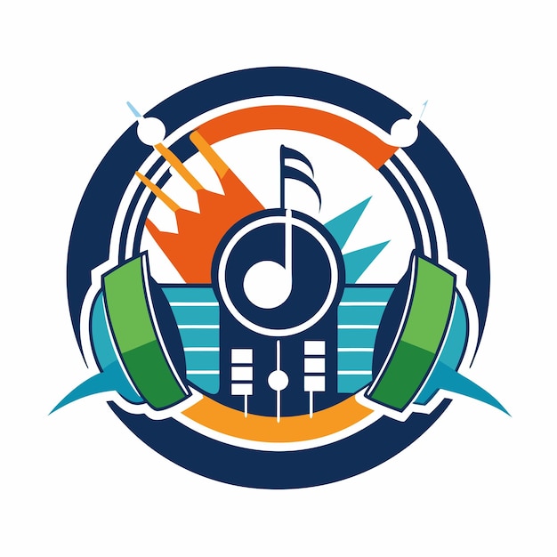 Vector a colorful logo with a musical instrument on it