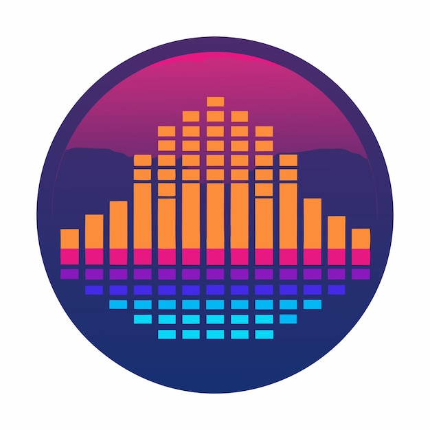 a colorful logo with a picture of a music studio