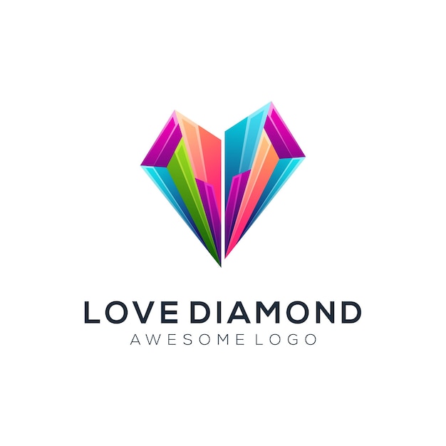 Colorful love diamond logo template