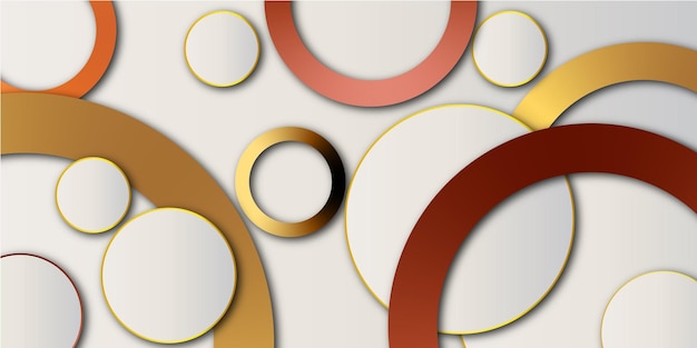 Colorful luxury circle with white and gold circles on geometric overlap banner background