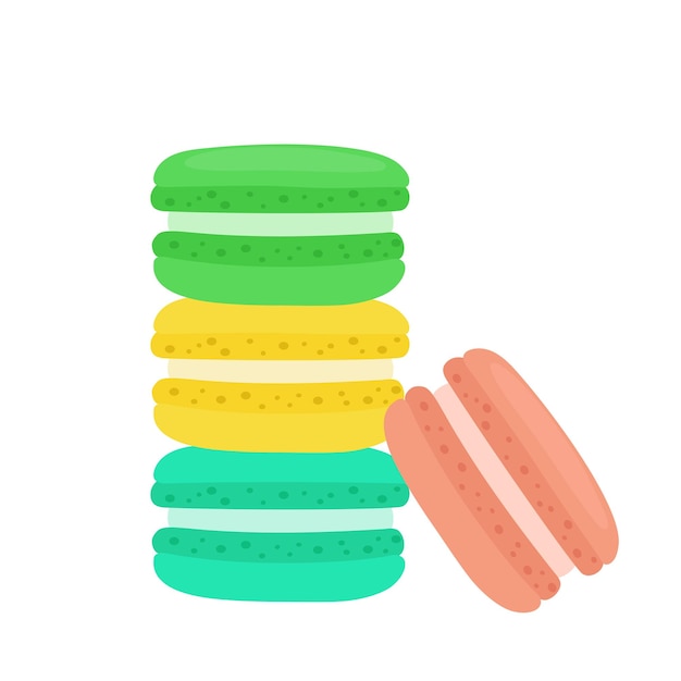 Colorful macarons in cartoon style