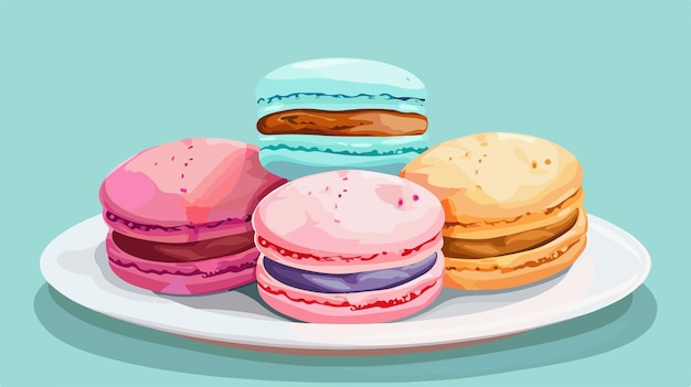 Vector colorful macarons on plate vector illustration