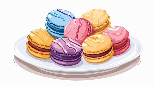 Vector colorful macarons on plate vector illustration