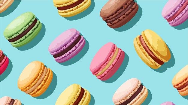 Vector colorful macarons seamless pattern background for sweet treat designs