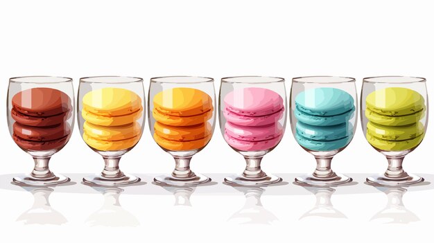 Vector colorful macarons spilling out of glass display