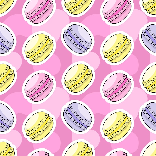 Colorful macaroons vector seamless pattern in the style of doodles hand drawn