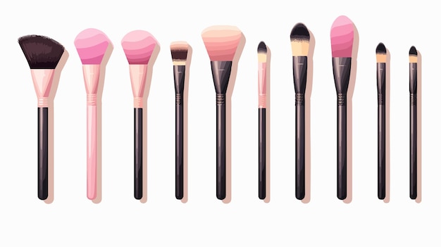 Colorful Makeup Brush Set Vector Illustration