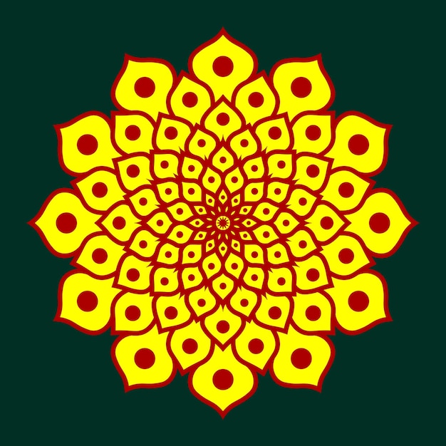 Colorful Mandala Background Design With Yellow and Red Color