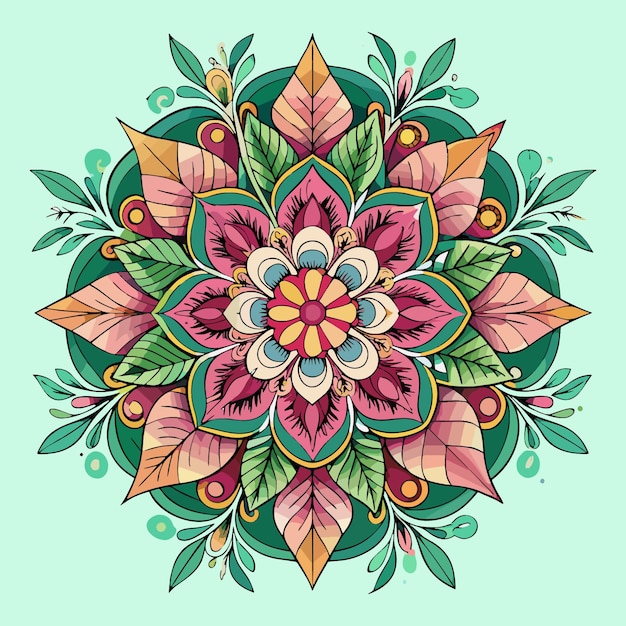 Vector a colorful mandala design with a flower