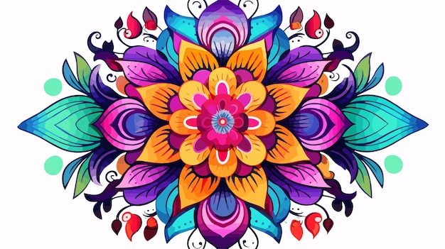 Vector colorful mandala flowers pattern illustration