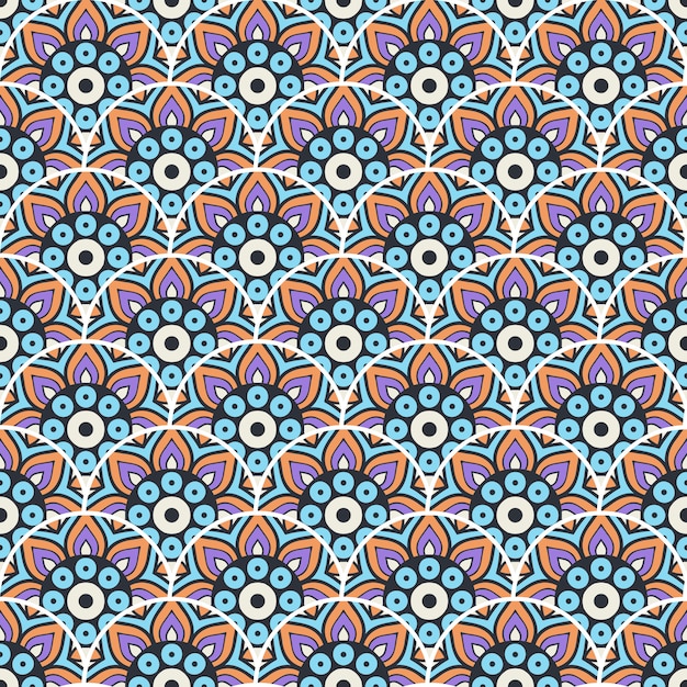 Colorful mandala seamless pattern illustration