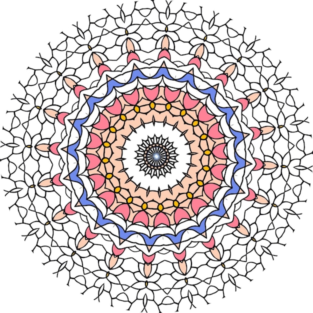 Colorful Mandala With Floral Ornament On A White Background. Decorative Isolated Motif For Design