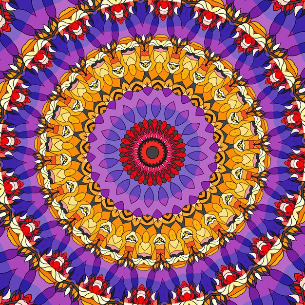 A colorful mandala with a purple background