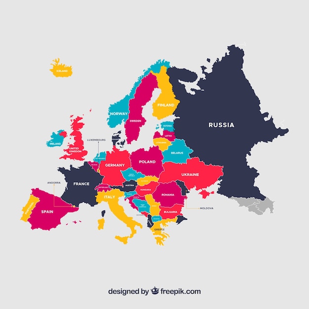 Vector colorful map of europe