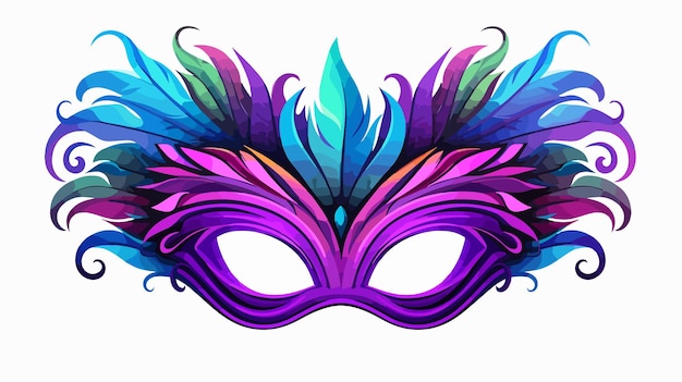 Vector colorful mardi gras mask with feathers flat vector design