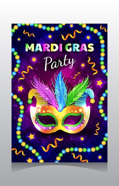 Vector colorful mardi gras poster template