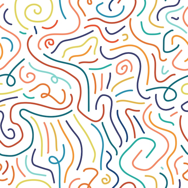 Colorful memphis seamless pattern in doodle style