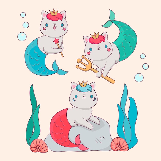 Colorful Mermaid Kittens