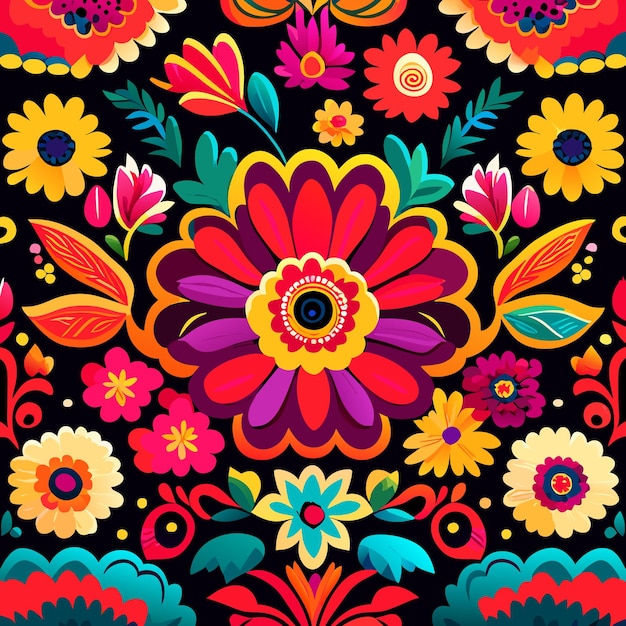 Vector colorful mexican embroidery background