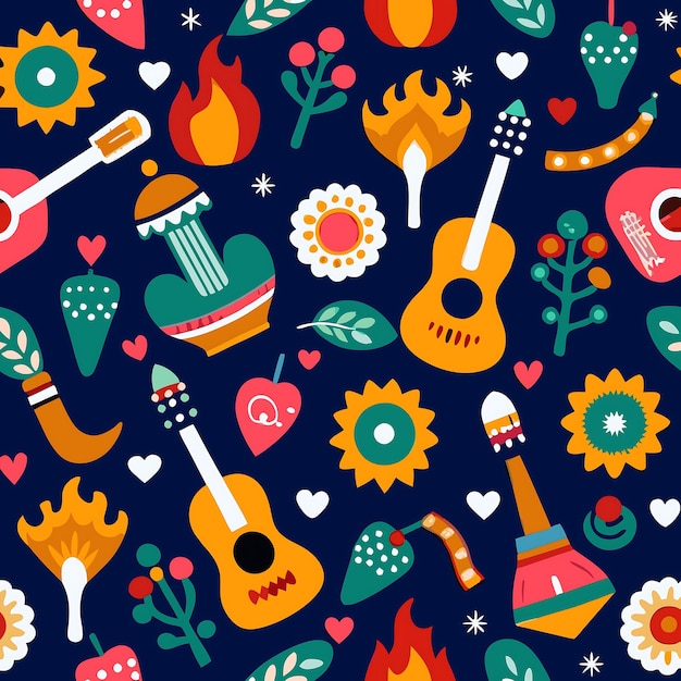 Vector colorful mexican themed pattern for festive designs