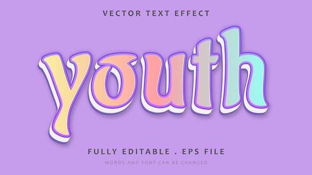 Colorful Minimal 3d Word Youth Editable Text Effect Design Template