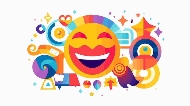 Vector colorful mix icon for laughing