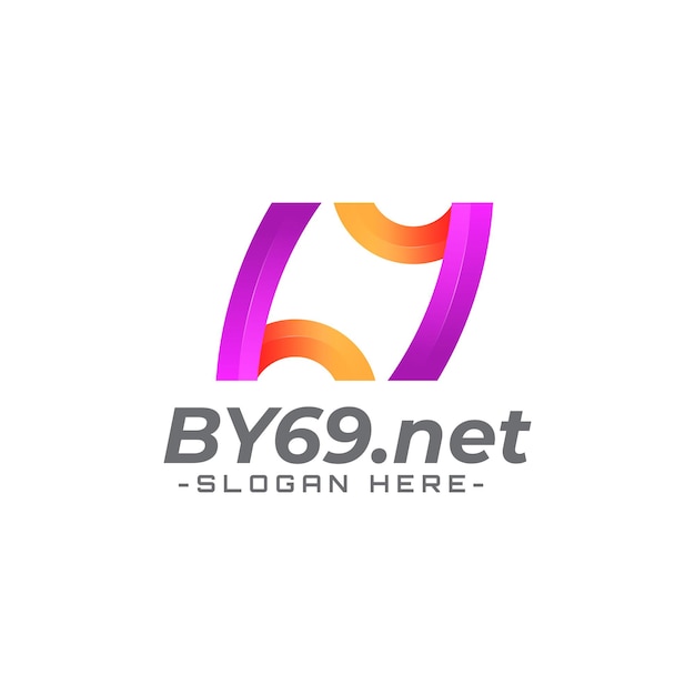 Colorful modern b and y letter or 6 and 9 number logo design