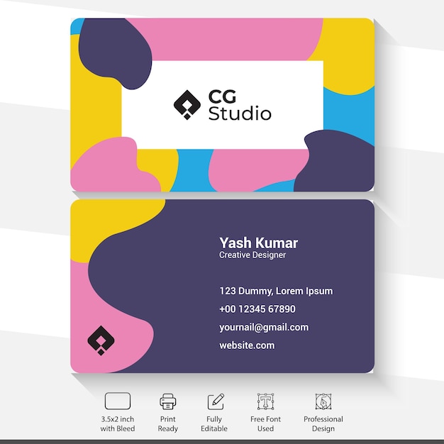 Vector colorful modern business card free template