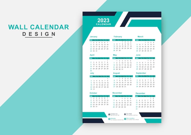 Colorful modern creative  wall calendar design template 2023