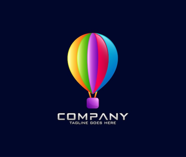 Colorful and modern hot air balloon logo design