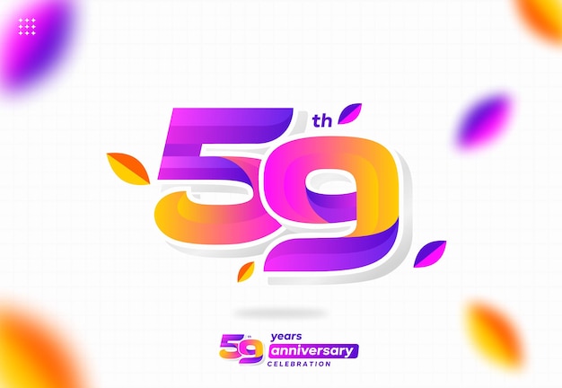 colorful modern number 59. 59th anniversary. 59th birthday