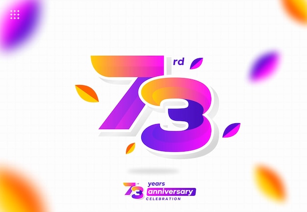 colorful modern number 73. 73th anniversary. 73th birthday