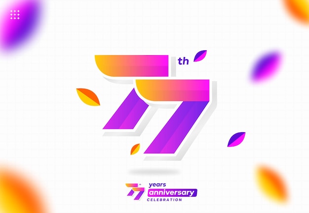 colorful modern number 77. 77th anniversary. 77th birthday