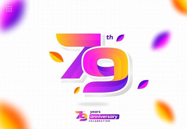 colorful modern number 79. 79th anniversary. 79th birthday