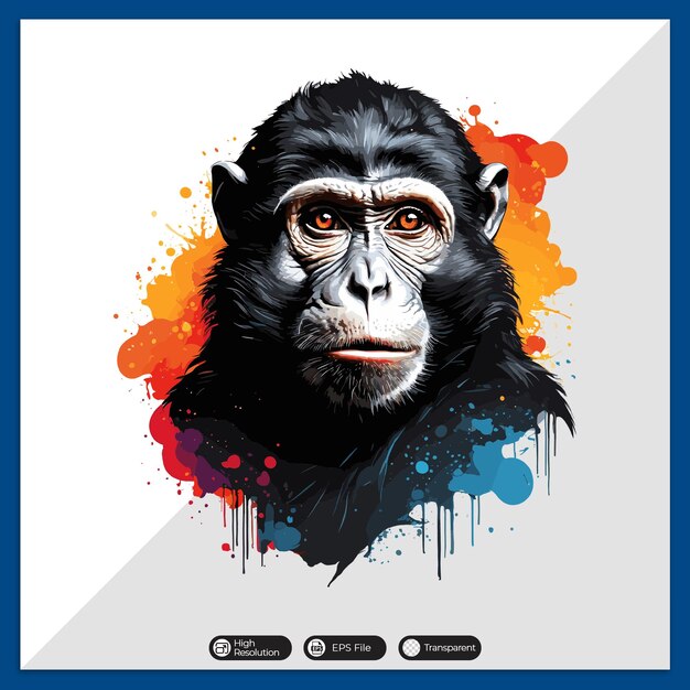 Colorful monkey vector tshirt design