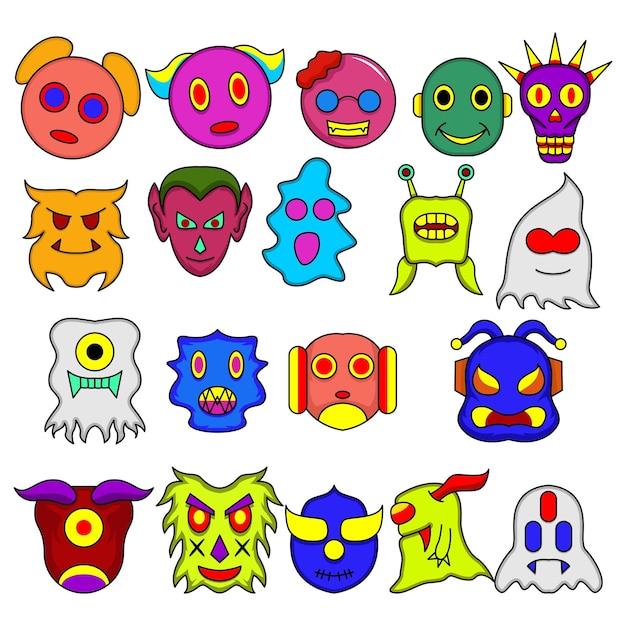 Colorful monster illustration vector bundle