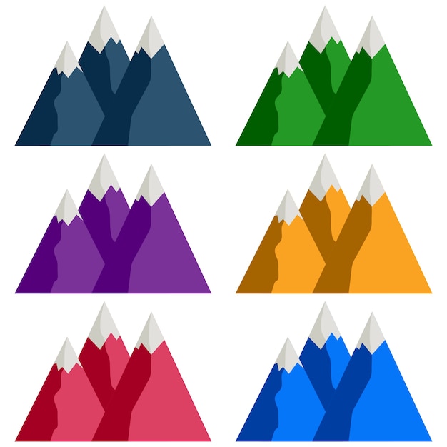 colorful mountain high snow climbers element icon game asset