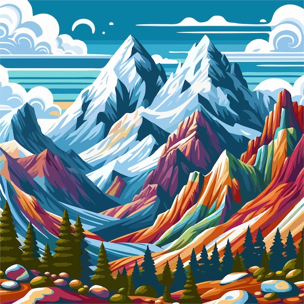 Colorful mountains vector 113